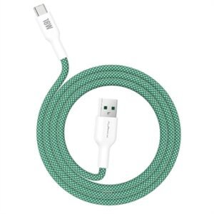 311446_1 ALPHA·X ALUSB-2C Data Cable USB-A to Type-C 1.2m Braided Cable Heat Protection (Green)