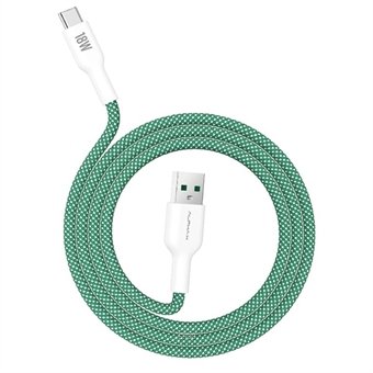 311446_1 ALPHA·X ALUSB-2C Data Cable USB-A to Type-C 1.2m Braided Cable Heat Protection (Green)
