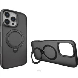 314769_1 Charby CURIO Matte Ring Case - MagSafe Magnetic Phone Case with Stand Holder (ShockProof / 360° Rotatable / Smooth) Black