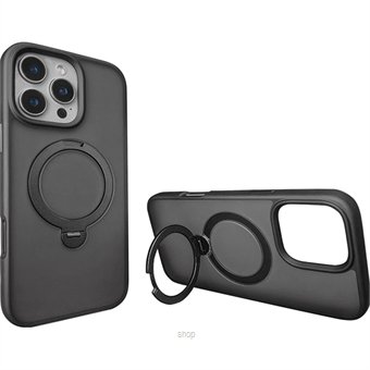 314769_1 Charby CURIO Matte Ring Case - MagSafe Magnetic Phone Case with Stand Holder (ShockProof / 360° Rotatable / Smooth) Black