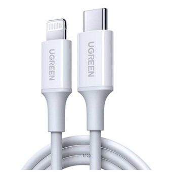 314901_1 Ugreen USB-C To Lightning M/M Cable Rubber Shell 60W 1M White