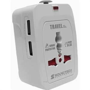 316595_1 Soundteoh Travel Adaptor with Dual USB White - TA-669
