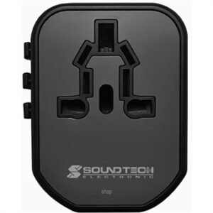 316597_1 Soundteoh Travel Adaptor with 20W USB A+C Quick Charger Black - TA-620
