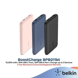 BPB011btNoLogo Belkin BPB011bt BoostCharge Power Bank 10000mAh 15W with USB-A to USB-C Cable | BPB011btBK Black / BPB011btBL Blue/ BPB011btRG Rose Gold